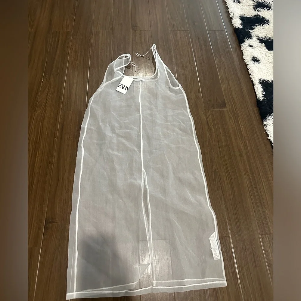 Zara | white organza dress overlay - Picture 4 of 5
